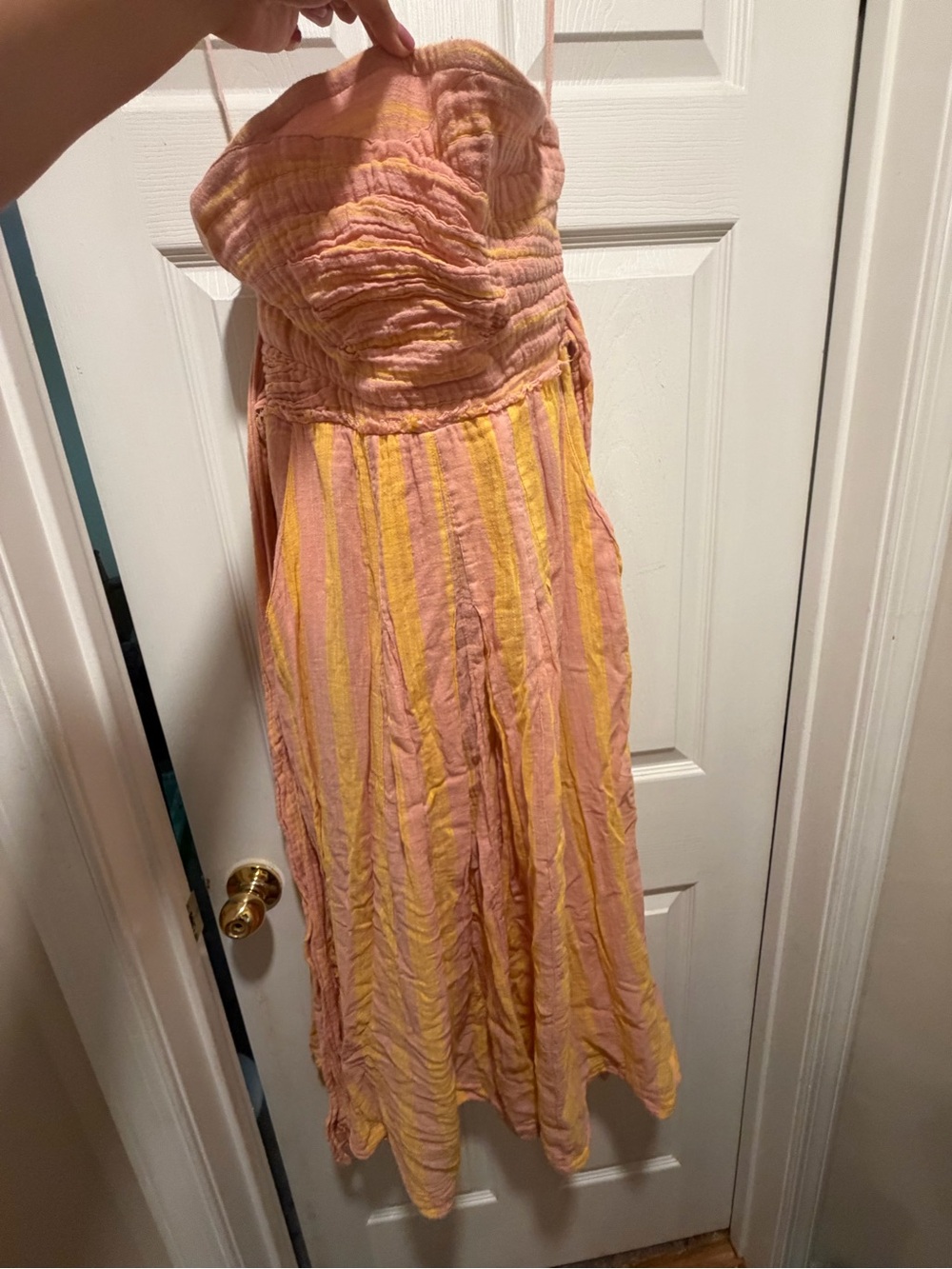 Free People Strapless Pink and Yellow Striped Maxi Dress - Large - Picture 4 of 8
